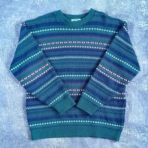 Vintage 90s Northern Elements Parkhurst Green Patterned Sweater